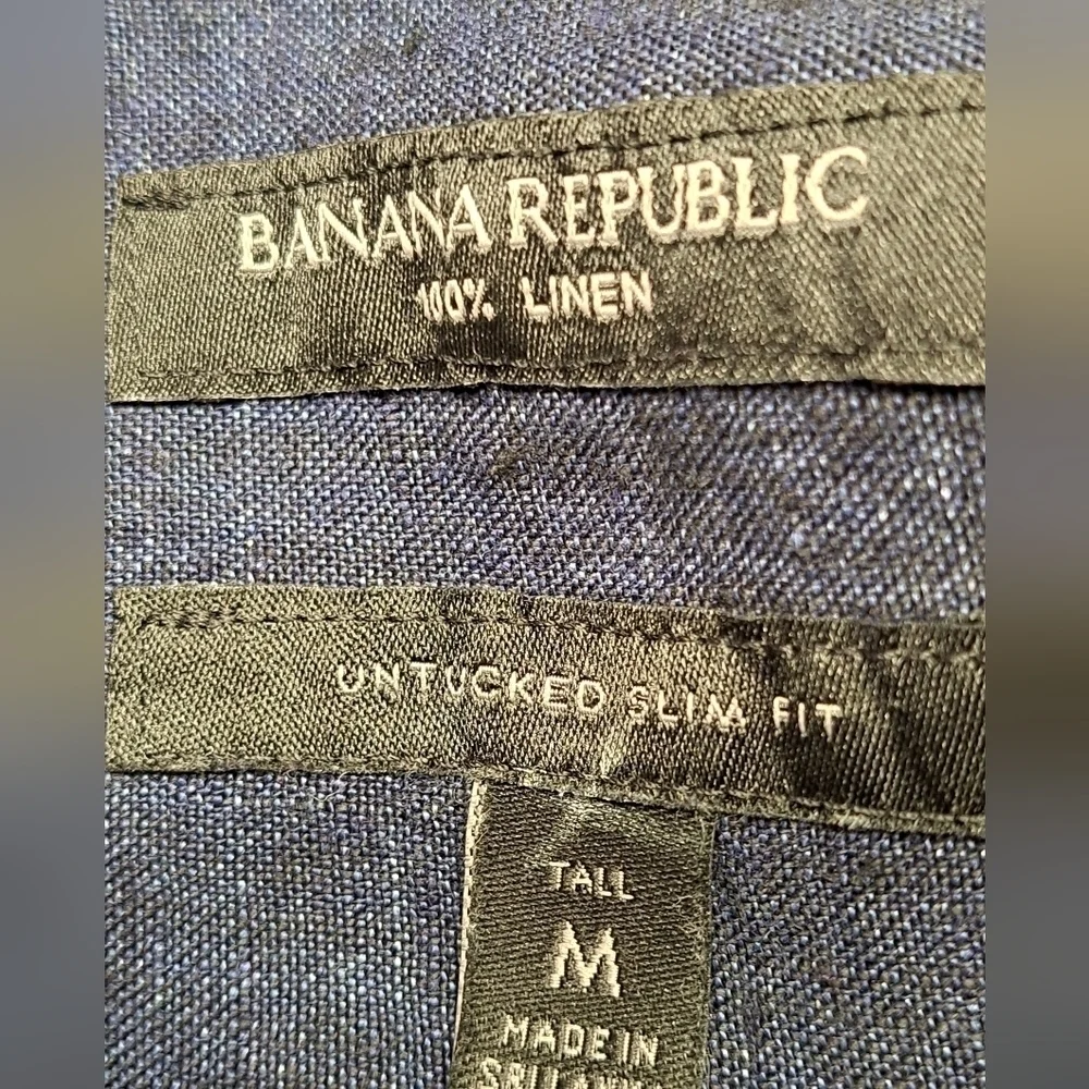Banana Republic 100% Linen Navy Blue Untucked Shirt